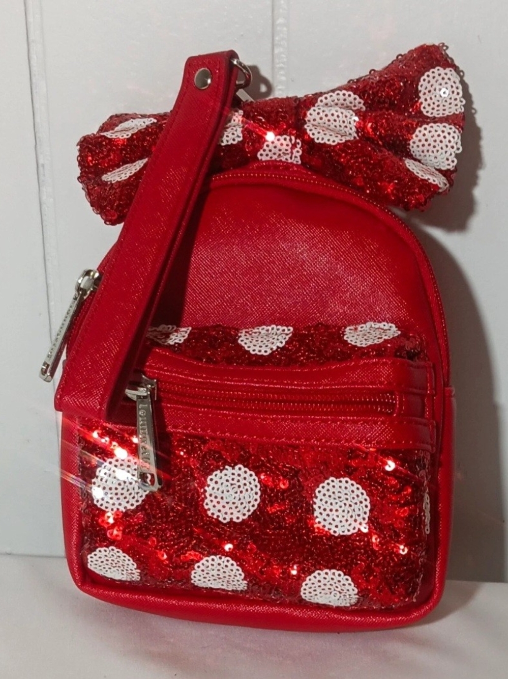 Loungefly Red Sequin Polka Dot Mini Backpack Wristlet